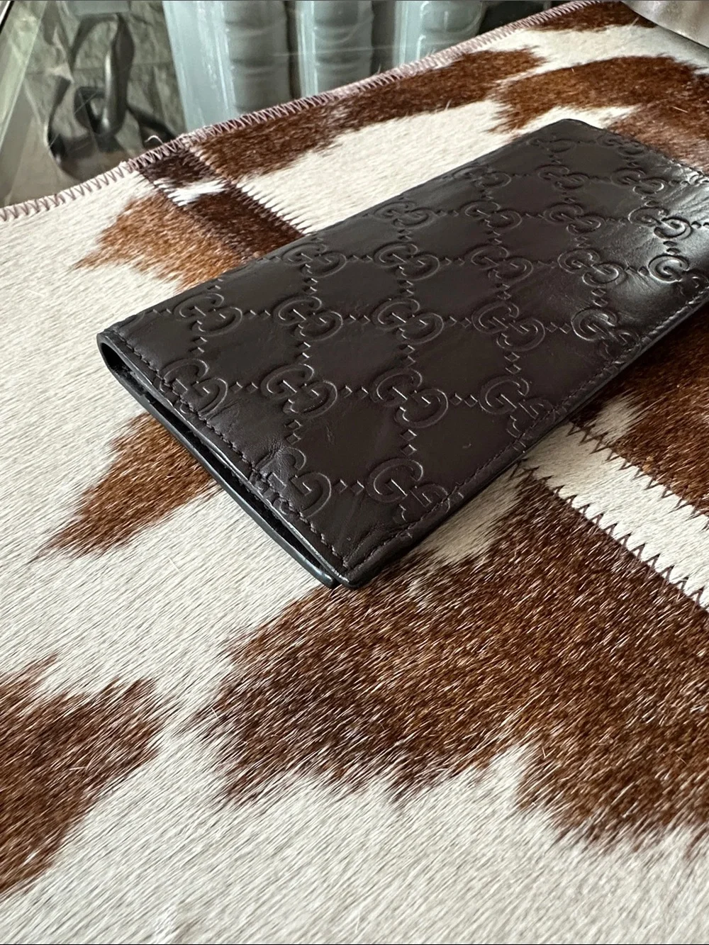 GUCCI GG Long Bifold Wallet Calfskin Leather Brown - Picture 7 of 9